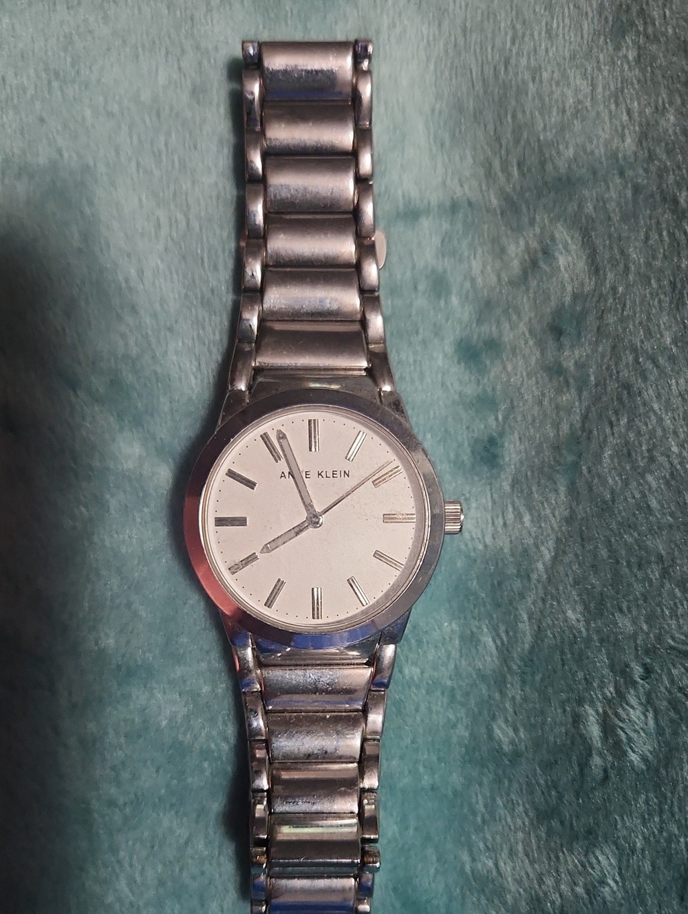 Anne Klein Silver-Tone Bracelet Watch with White Dial